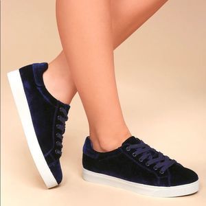 Circus by Sam Edelman Caprice Navy Velvet Lace-Up Sneakers | Size 8